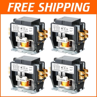 4-Pcs UL Certified 24V Coil 2-Pole HVAC Contactor for Reliable AC Replacement