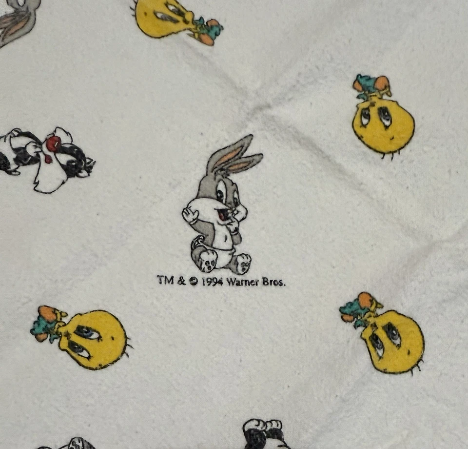 Manta de recepción Baby Looney Tunes Taz Bugs piolín franela blanca envoltura Lovey Foto 3 de 4