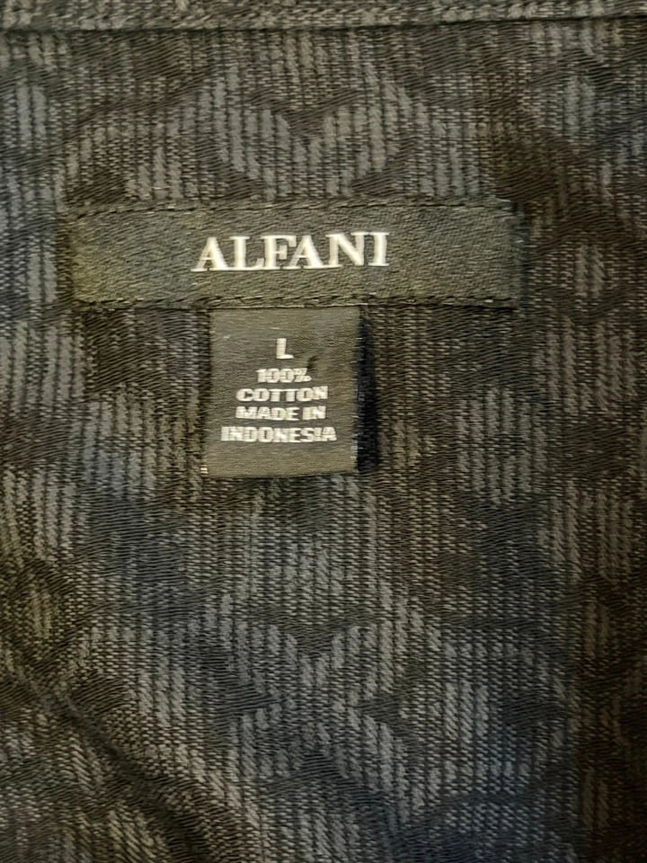 Camisa social masculina Alfani L 100% algodão estampa tonal escura - Imagem 4 de 4
