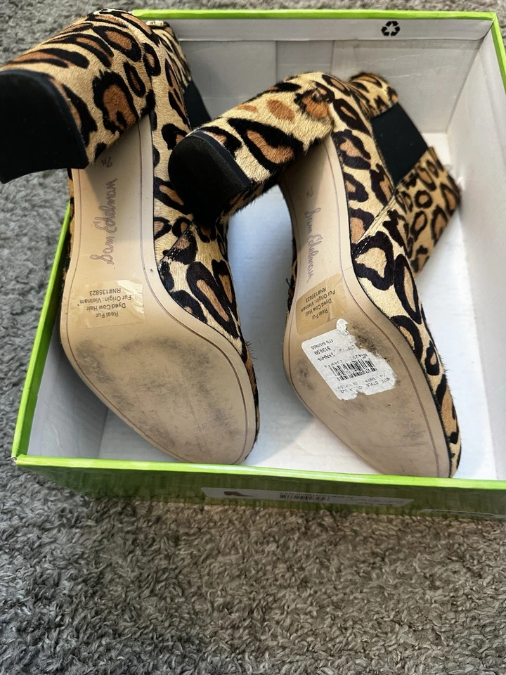 Botines de tacón Sam Edelman con estampado animal para mujer de piel real talla 7,5 Foto 2 de 4
