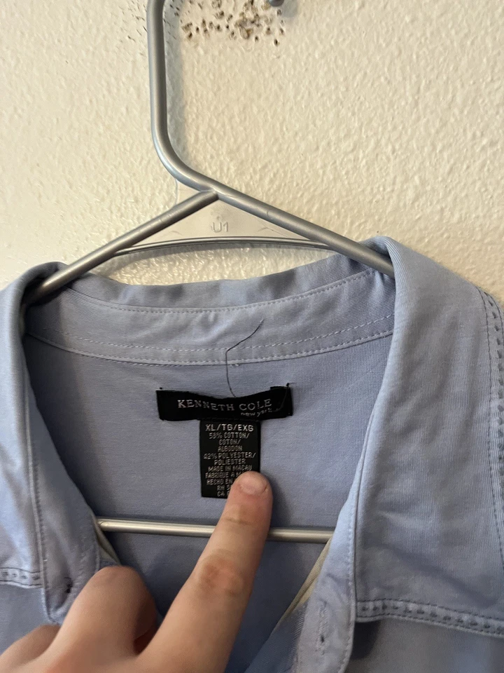 Camisa azul de manga corta Kenneth Cole para hombre talla XL algodón poliéster Foto 3 de 4