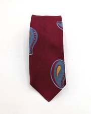 Paul Fredrick Men's Tie 100 Silk Red Blue Paisley