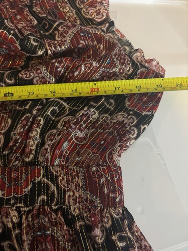 Abito plissettato Kate Spade So Foxy misto seta rosso medaglione metallizzato 6 strati boho - Foto 5 di 22