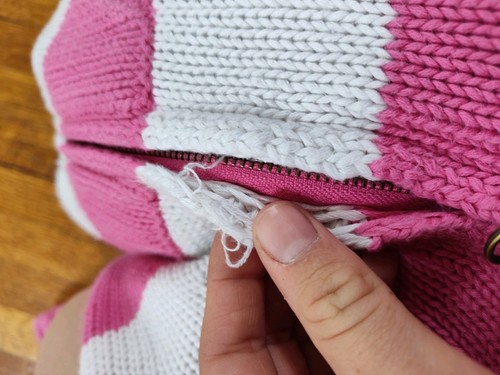 Ralph Lauren Young Girls Size 4t Full Zip Striped Sweater Pink White - Picture 5 of 8