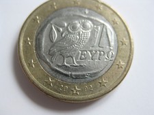 GRECJA MONETA 1 € "SOWA" Z -S- W DOLNEJ GWIAZDY ROZMIAR 1€2002