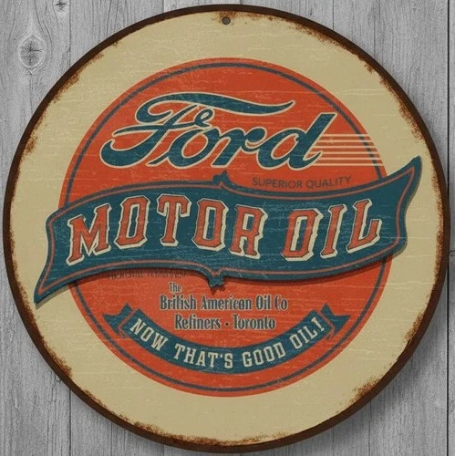 Ford Motor Oil 12" Diameter Vintage Novelty Metal Sign Made In USA