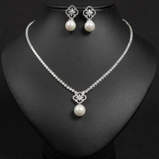 Wedding Bridal CZ Jewelry Set Zirconia Necklace Earrings Set