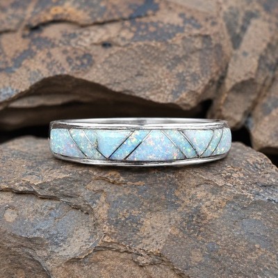 White Opal Inlay Ring Sz 11 Zuni Style Sterling Silver Signed Y Southwestern 
