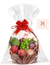 Clear Basket Bags Package Cellophane Wrap With Ribbon Bows Card 30x40 In 12 Pack