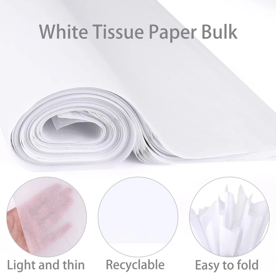 White Tissue Paper Bulk - 14x20 20x30 Packing Paper for Gift Flower Wrapping - Image 2 of 4