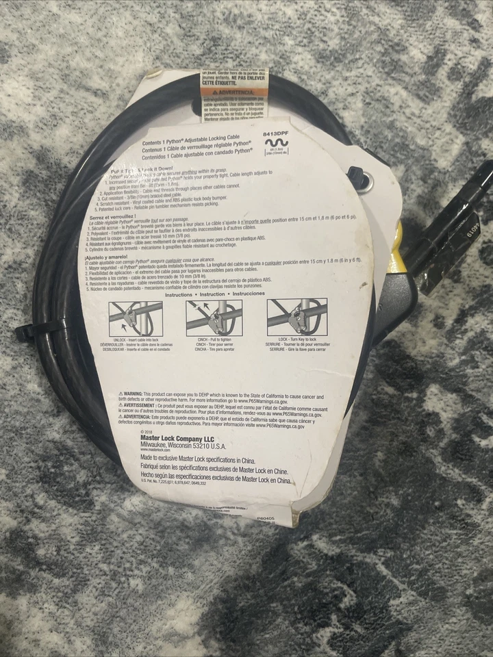 New w Keys Master Lock 6 Ft Python Adjustable Locking Cable unopened brand-new - Image 3 of 3