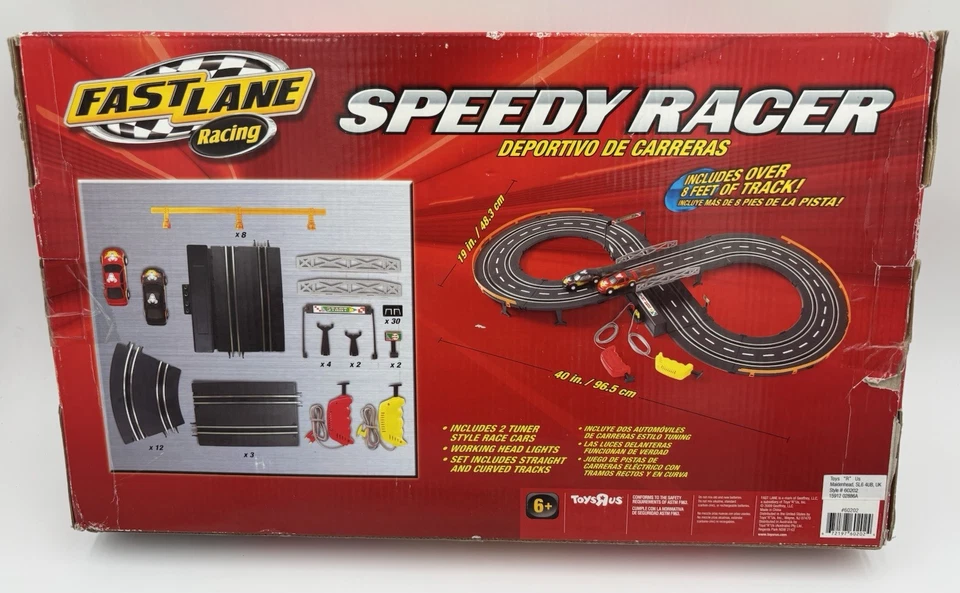 Toys R Us Fast Lane Speedy Racer Slot Car Race Track Set W/2 Tuner Style Cars - Image 3 of 4