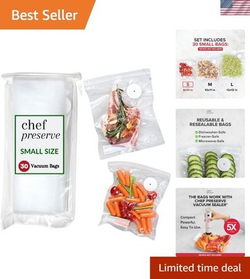 Professional Quality Vacuum Sealer Bags - 30 Small 8x10 in BPA-Free Food Storage