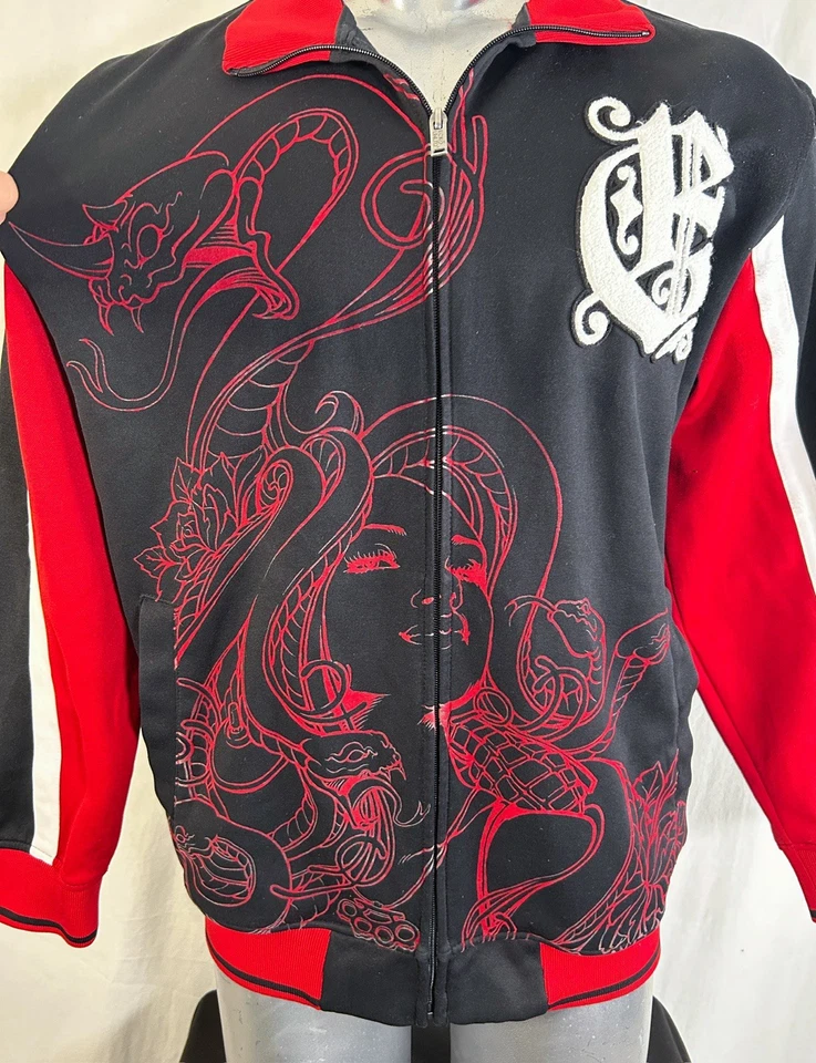 Jaqueta RARA Vintage ECKO Unltd Y2K Gothic Serpent Sukajan M Jesse Pinkman Medusa - Imagem 4 de 4