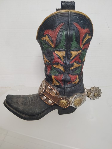 Cowboystiefel Blumenvase handbemalt Resin Distressed Western Dekor