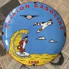 VINTAGE 1958 ESSO AVIATION GASOLINE 12 INCH CONVEX PORCELAIN ENAMEL SIGN