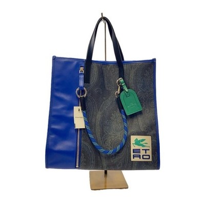 ETRO Tasche Leder Blau Mode Gebraucht von jp