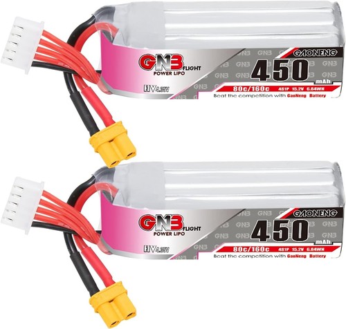 GNB 4S 15.2V HV 450mAh 80C XT30 Long LiPo Battery for Cinewhoop FPV Racing