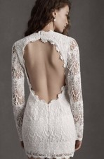 Daughters of Simone X BHLDN $675 Kellen Open Back Mini White Wedding Dress Flaw