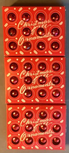 VINTAGE CHRISTMAS FEATHER TREE ORNAMENTS BAUBLES - 3/4 “ RED, 3 Dozen - Photo 1 sur 14