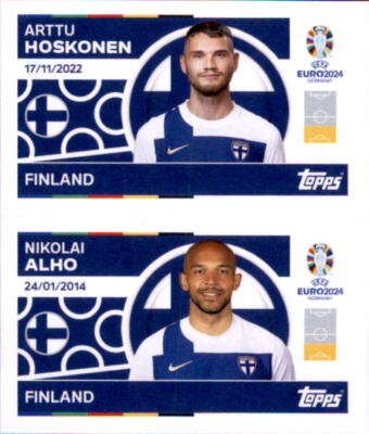 Topps EURO EM 2024 Sticker FIN 4+FIN 5 - Arttu Hoskonen/Nikolai Alho