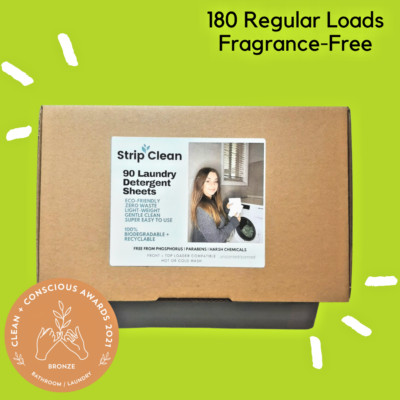 180 Loads STRIP CLEAN Laundry Detergent Sheets (Fragrance Free)