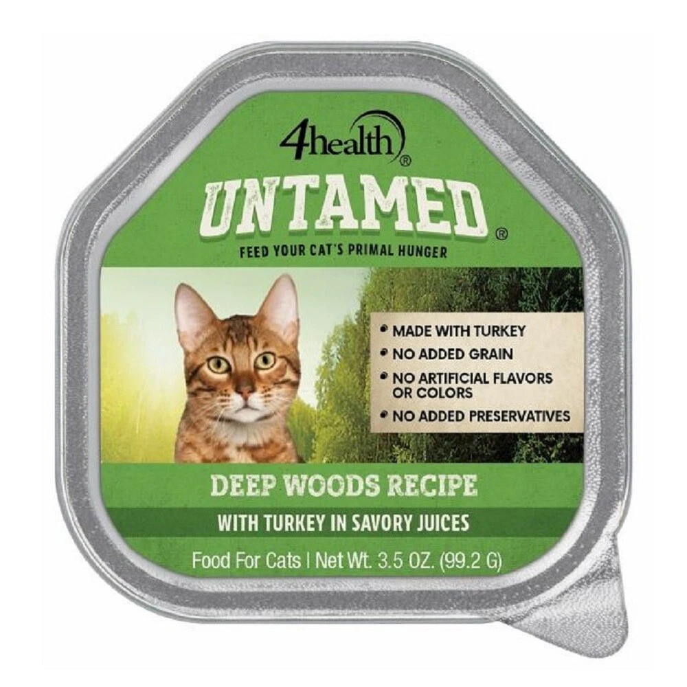 4health Untamed Deep Woods Recipe with Turkey Wet Cat Food 1 Single Tray 3.5 oz