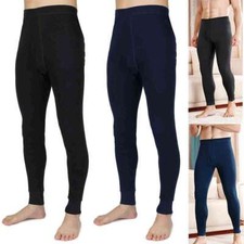 100% Cotton Mens Long Johns Elastic Leggings Bottoms Breathable Nightwear Pants