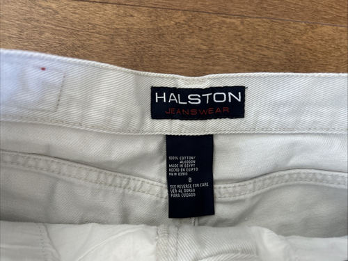 Vintage Halston Jeanswear Sz 8 High Rise Khaki Mom Shorts 30"x 4.5" Excellent - Picture 4 of 8