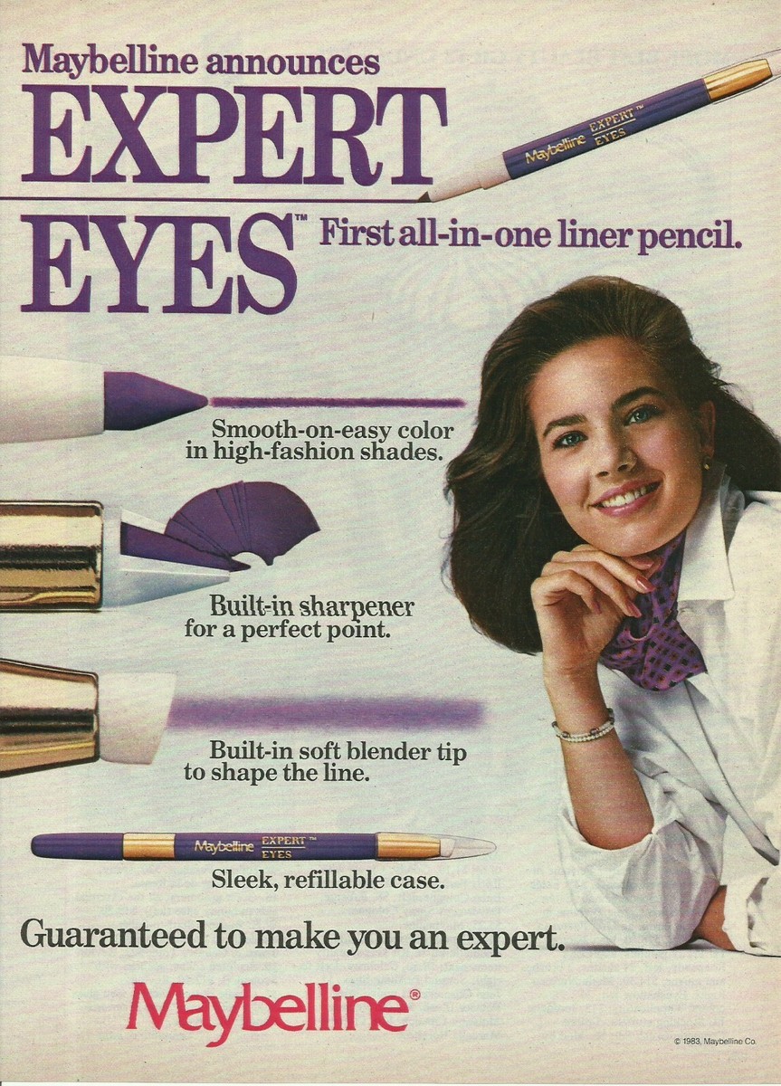1983 Maybelline Expert Eyes Liner Pencil vintage print ad Makeup