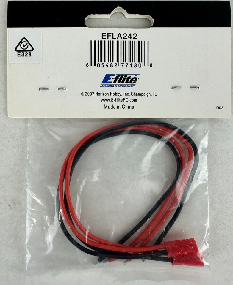 E-Flite EFLA242 20 Gauge JST Male Connector with Lead (2) New - Image 2 of 2