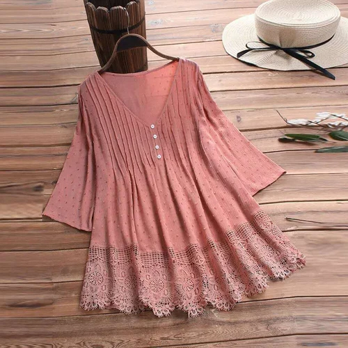 Plus Size 20-28 Womens Lace Tunic Tops Ladies V Neck Baggy Casual T Shirt Blouse - Picture 24 of 30