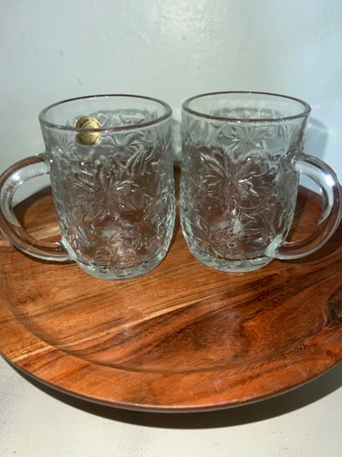 Vintage Princess House Set Of 2 10ozs Crystal Fantasia Cappuccino Mugs.5 3/8"×3"