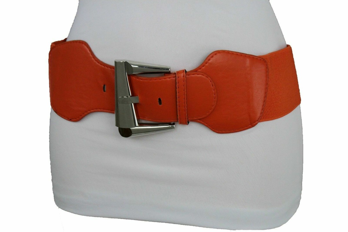 Scervino Street Women Orange Silver Metal Buckle Skinny 