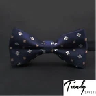 Luxury Dark Navy Blue Men's Adjustable Bow Ties With Flowers Bowtie