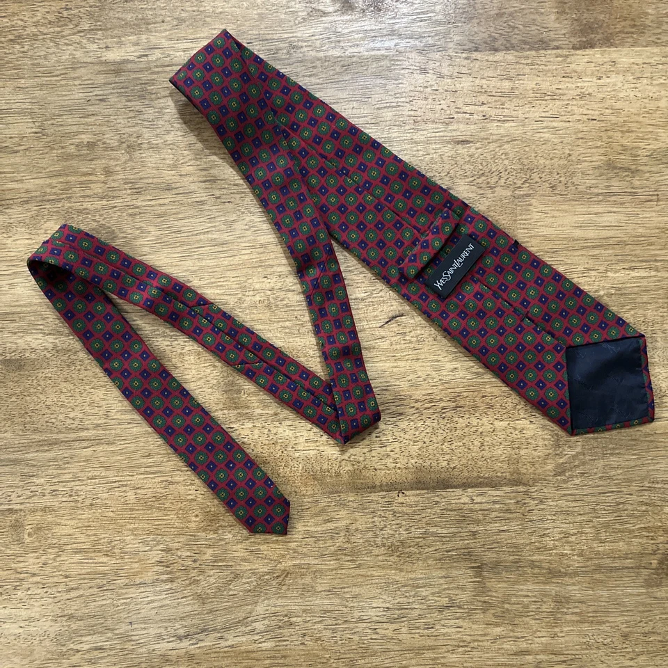 Yves Saint Laurent шерсти галстук мужской цветочный бордовый 54» сделано в Италии - Изображение 4 из 4