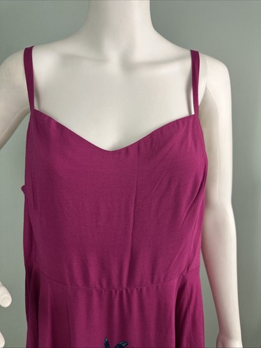 Women's Old Navy Sleeveless Fit & Flare Cami Dress in Raspberry Floral Sz XL NWT - 第 4/10 張圖片