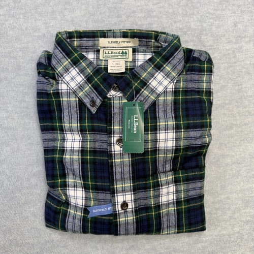 LL Bean Flannel Shirt Mens Large Green Blue Dress Gordon Tartan Scotch Plaid NEW - Picture 6 of 7