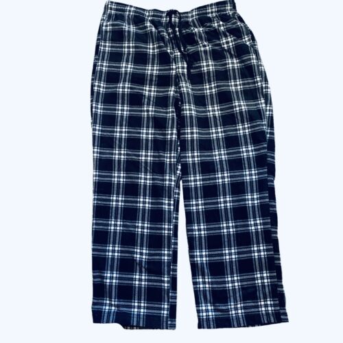 NWT Men’s Plush Fleece Lounge Pajama Pant Black/White/Gray Plaid Size XL
