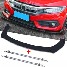 Glossy Black Front Bumper Spoiler Body Kit / Side Skirt /Rear Lip for Universal