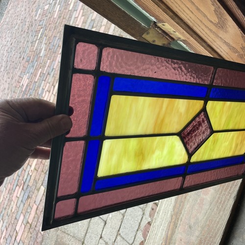 SG5069 Two Available price each Antique Stained Glass Window 12 x 24.5 each - Picture 3 of 10