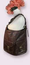 COACH BLEECKER ELISA 11447 Xtra Large Leather  HOBO  Shoulder Bag WALNUT