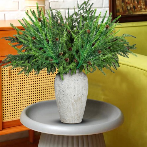6Pcs Faux Pine Leaves 45cm Artificial Cedar Branches for Xmas Tree DIY Ornament - Picture 6 of 15