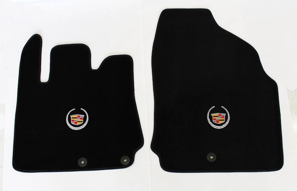 全新! 黑色脚垫 2010 - 2016 凯迪拉克 SRX 官方 Crest 标志银色 3 件 — 第 4/4 张图片