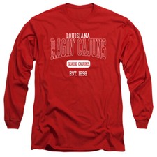UL Lafayette Adult Long Sleeve T-Shirt Ragin' Cajuns Est. Date, Red, S-3XL