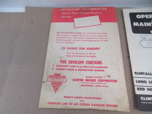 Clinton Engines Operation and Maintenance Manual Original - Picture 2 of 7