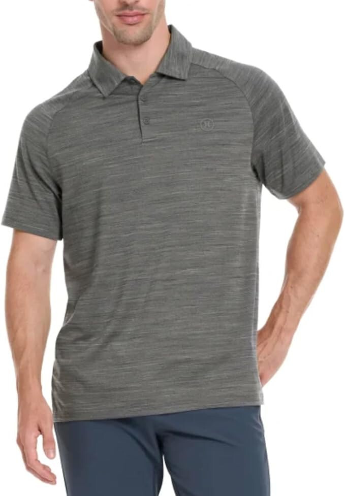 Hurley Men's UPF 30+ Performance Polo Shirt, Grey, XL