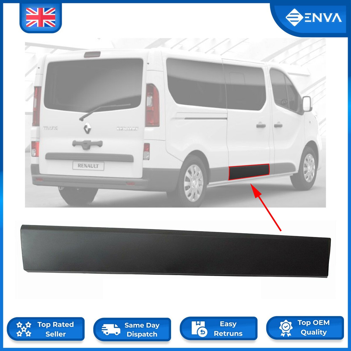 Right Side Moulding Long Trim Panel For Vauxhall Opel Vivaro B MK2 Fiat Talento