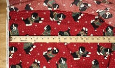 1 YD Cranston BORDER COLLIE Sew Craft Quilt COTTON Fabric Dogs Puppies CHRISTMAS
