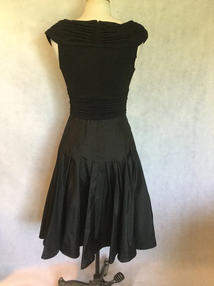 VESTIDO DE NOCHE FORMAL MUJER COLECCIÓN TADASHI NEGRO SEDA Y POLIÉSTER TALLA 4 Foto 4 de 4